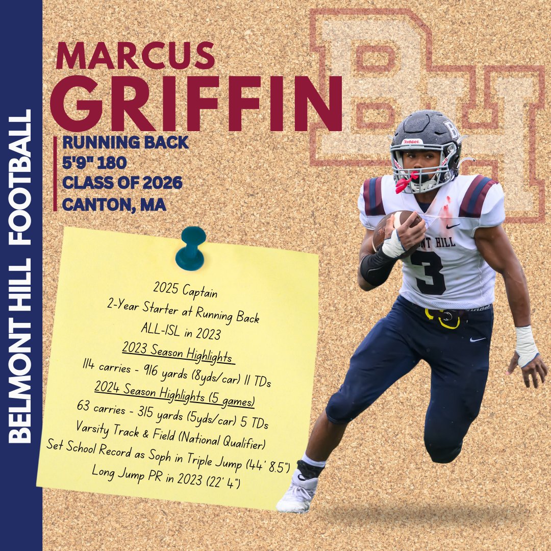Belmont Hill Football (@belmonthillfb) on Twitter photo SPRING SPOTLIGHT 🔦
<a href="/MarcusGriffin03/">Marcus Griffin</a>
Running Back
c/o 2026
5'9" 180
*Injury shortened season in '24
hudl.com/profile/164643… SPRING SPOTLIGHT 🔦
<a href="/MarcusGriffin03/">Marcus Griffin</a>
Running Back
c/o 2026
5'9" 180
*Injury shortened season in '24
hudl.com/profile/164643…