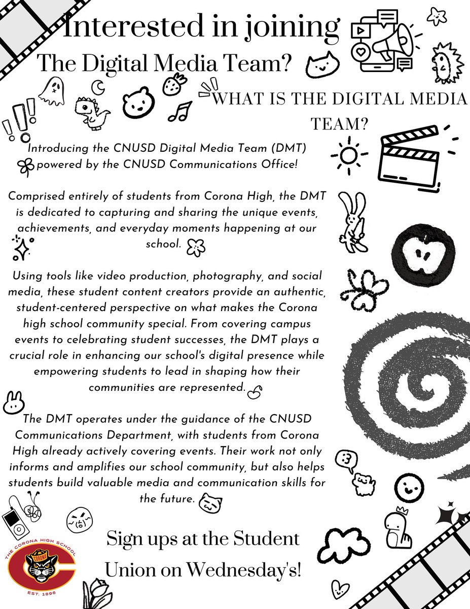Interested in joining the Digital Media Team for next school year?

Graphic by: Gabriella Martinez, Digital Media Team Student