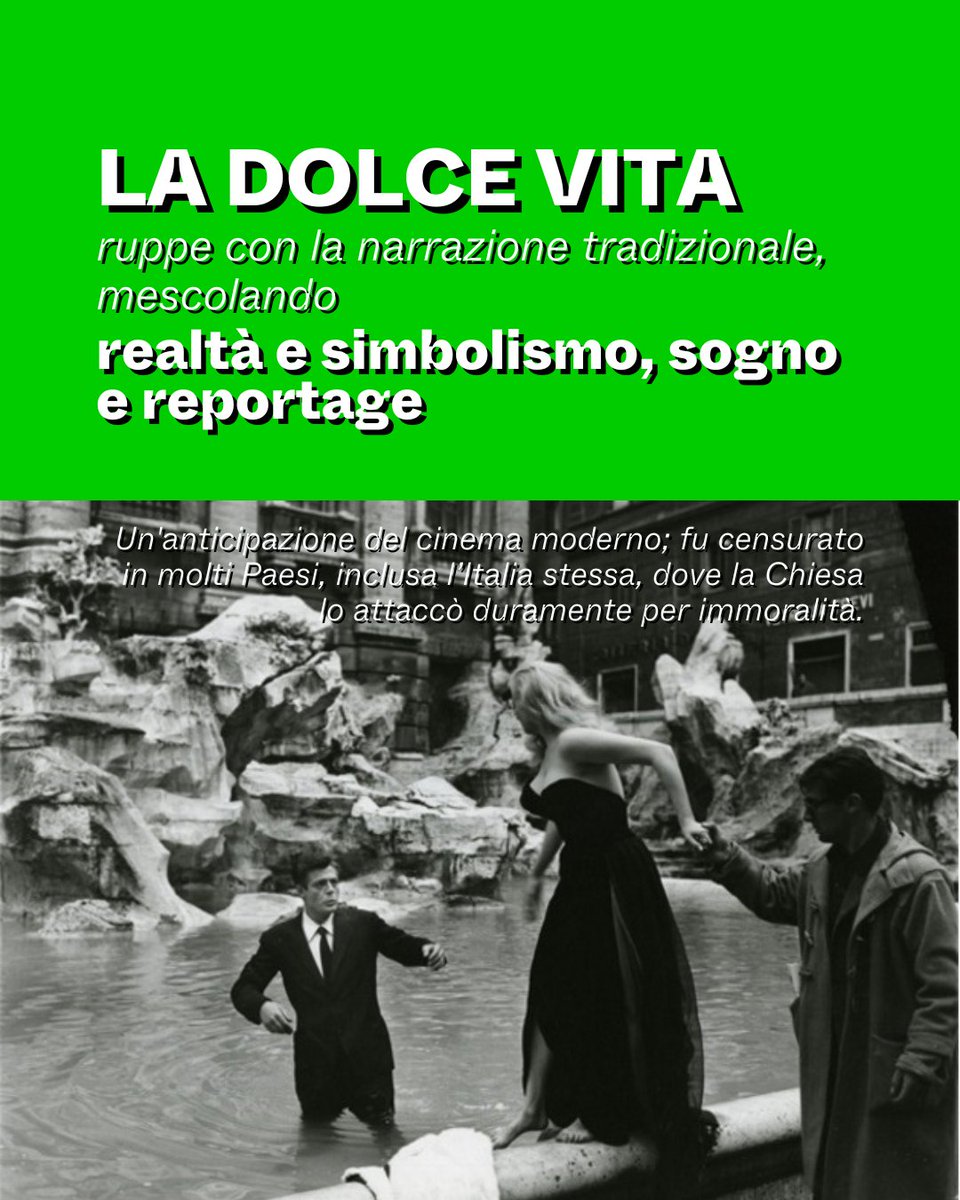65 anni fa, il 20 maggio 1960, il mondo
assisteva alla prima de La Dolce Vita al Festival di
Cannes 🎬
💡 Un film che non fu solo cinema, ma uno specchio
lucido e tagliente della società italiana dell’epoca - e
forse anche della nostra.

#BCM25 #ilpoteredelleidee #leideealpotere