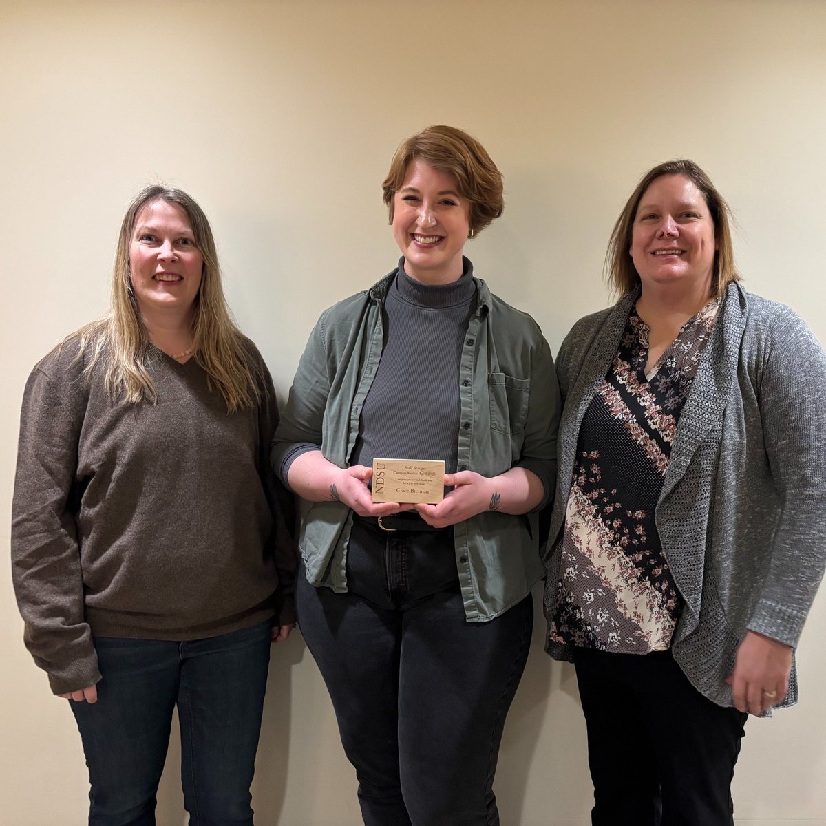 NDSU_SNRS's tweet image. We are celebrating NDSU Staff Senate Campus Kudos winner, Grace Brennan! Grace is the Academic Assistant in SNRS and was nominated by Dr. Deirdre Prischmann-Voldseth. Congratulations, Grace!
#NDSU #NDSUCAFSNR