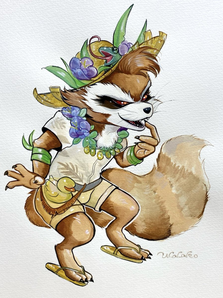 Ulala_ko's tweet photo. Oh yes!This month I also tried my hand at drawing Rocket Raccoon for the first time!🦝 https://t.co/vXryExnObP