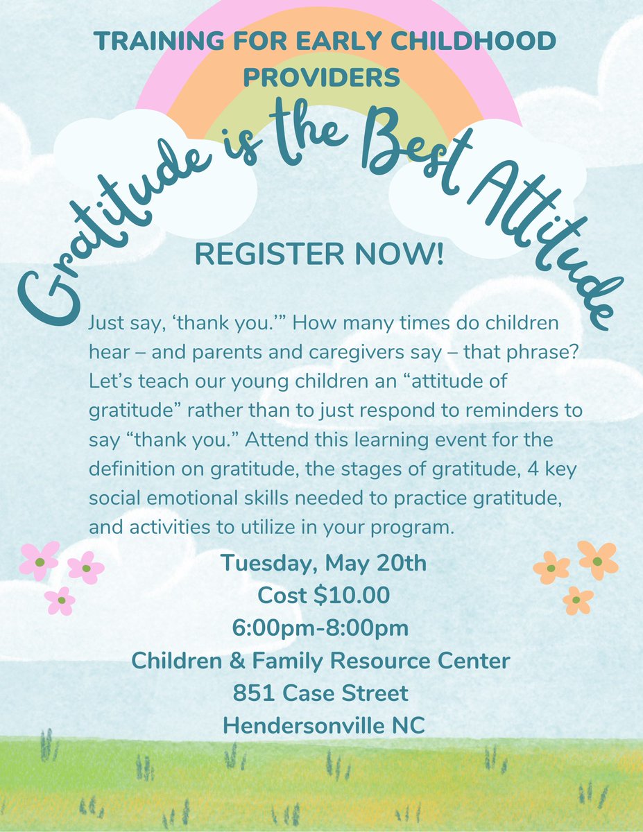 Join us for this great lesson in gratitude. Tuesday, May 20th at CFRC. childrenandfamily.org/event/gratitud…