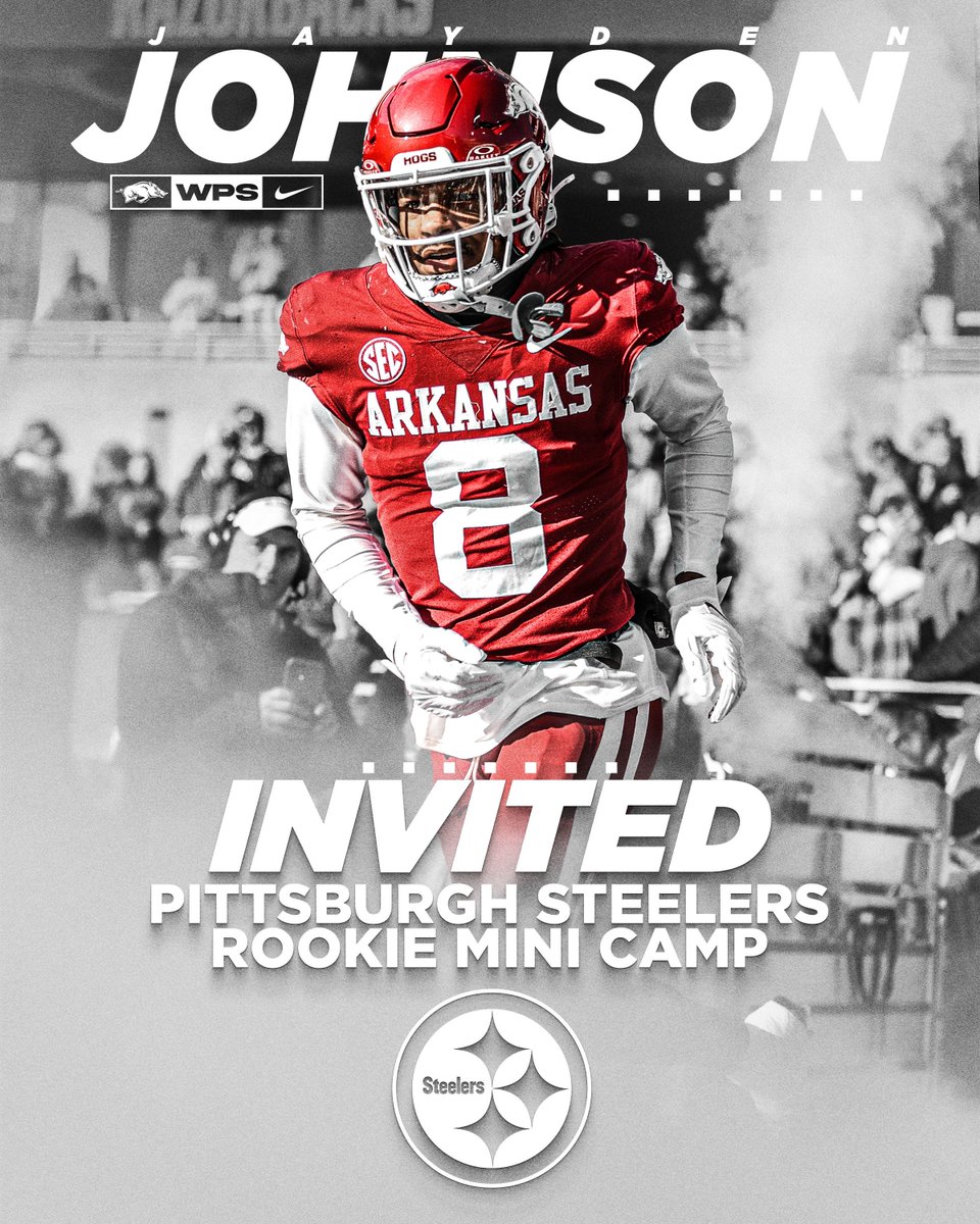 Arkansas Razorback Football (@razorbackfb) on Twitter photo Congrats to <a href="/jj4x_/">Jayden Johnson</a> on accepting a camp invite from the <a href="/steelers/">Pittsburgh Steelers</a>! #ProHogs 🐗 Congrats to <a href="/jj4x_/">Jayden Johnson</a> on accepting a camp invite from the <a href="/steelers/">Pittsburgh Steelers</a>! #ProHogs 🐗