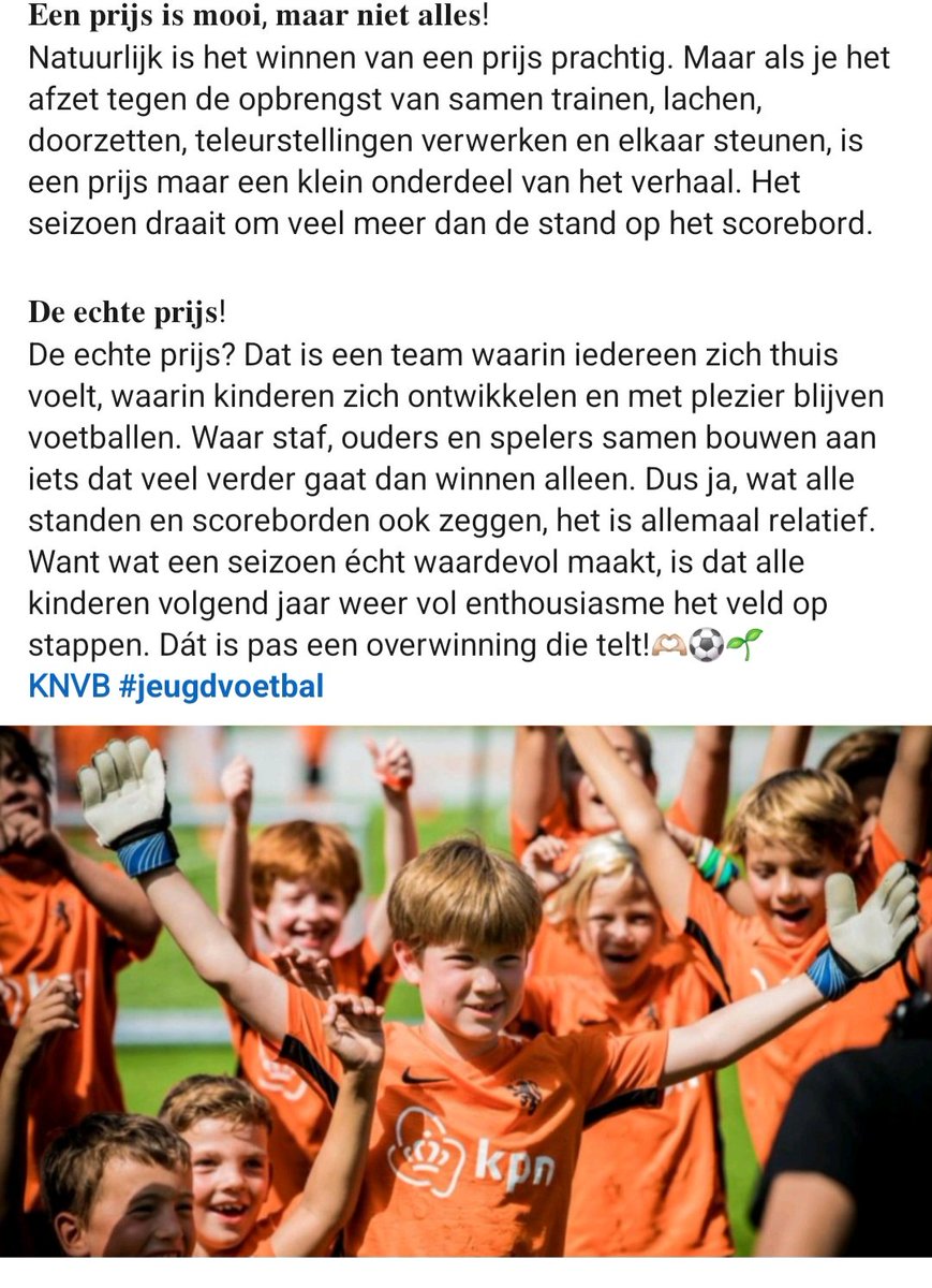 ⚽️ Geweldig artikel van <a href="/JvanderB78/">Jorg van der Breggen</a> op LinkedIn! Precies hoe je wil dat jeugdtrainers een seizoen 'raten'. Of je nu trainer bent van een O19-1, een O15-2 of een O8-2, dit gaat overal op.
#jeugdvoetbal