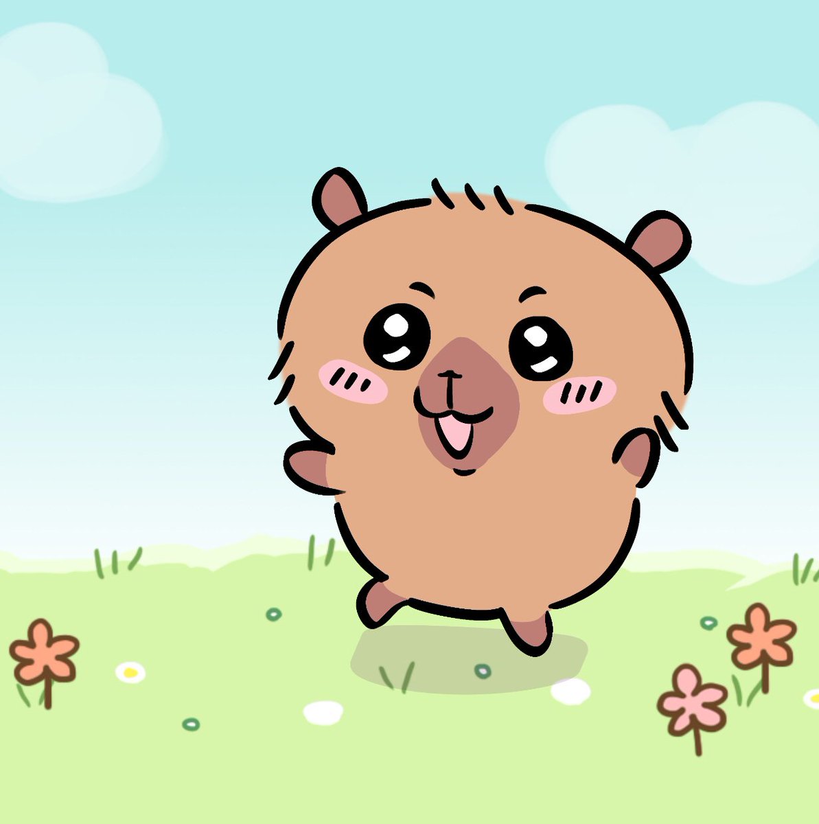 _Junk_'s tweet image. @MegaRadCreature graced me with my very own "Chiikawa"-sona! A very happy capybara!