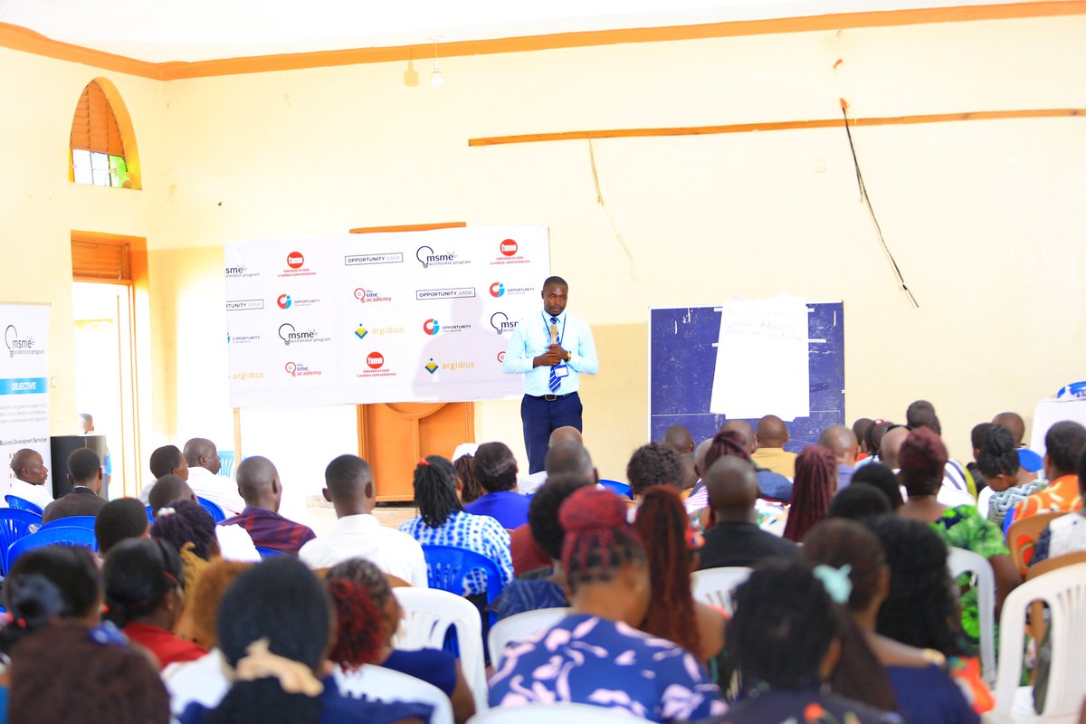 fsme_uganda's tweet photo. Training sessions for the MSME Accelerator Program kicked off today in Mubende, with various small businesses getting keys to unlock opportunities for expansion and growth.

Participants in the activity, funded by @Opportunity_UG, have interacted with experts in finance, who oriented them on innovative ways to access affordable capital to fuel their enterprises.

The #MSMEAccelerator is implemented by SME Academy/@fsme_uganda and facilitated by @OpportunityIntl and @Argidius.