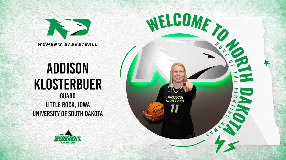 SIGNED✍️

The 5'11" guard from South Dakota... Addison Klosterbuer is officially joining the Fighting Hawks for the 2025-26 season!

Welcome to North Dakota, Addison!

#UNDproud | #LGH