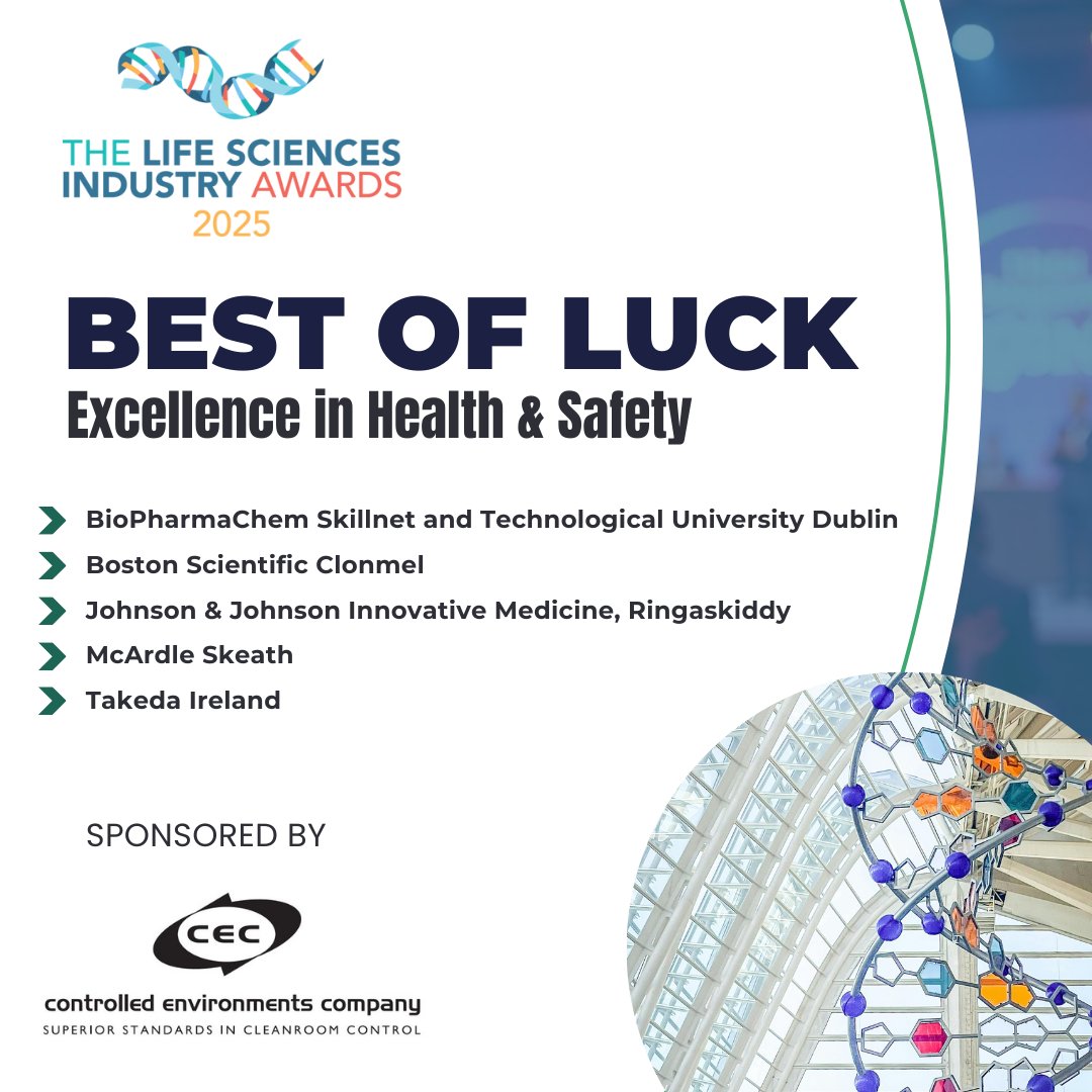 The team at Controlled Environments Company congratulates all the finalists of the Excellence in Health &amp; Safety! 🎉

They’re thrilled to celebrate with the industry’s best on June 5th, 2025 at Crowne Plaza Hotel. 🏆✨

#LifeSciencesIRL