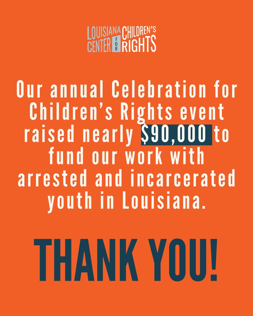 LAKidsRights's tweet image. Because of you all, we raised almost $90,000 to support children in Louisiana! Read up on the full night: lakidsrights.org/2025/04/a-wond…