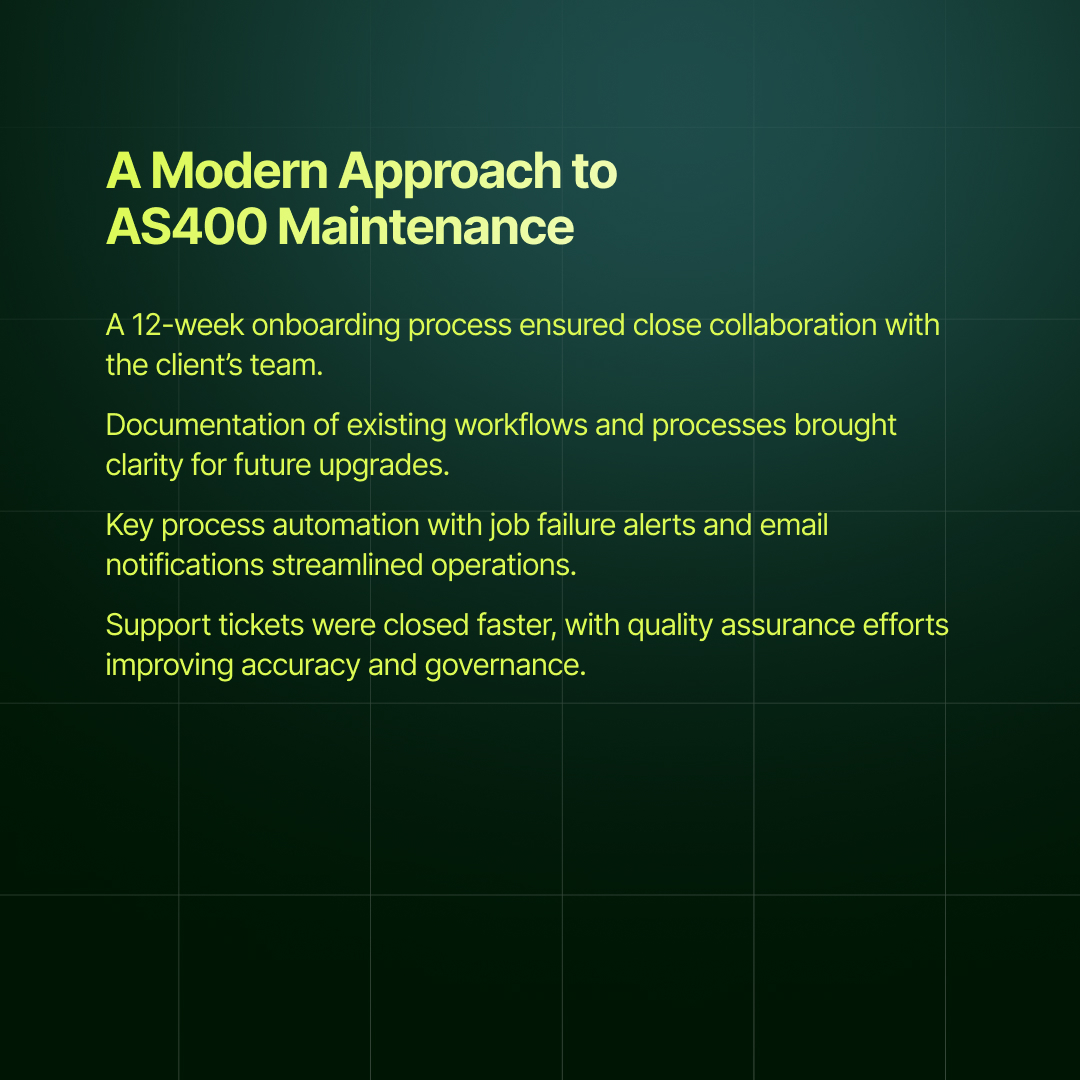 nalashaa's tweet image. Discover how we helped a fitness software provider optimize their IBM i (AS400) system, manage 7,000+ clubs seamlessly, and prepare for the future. Let&apos;s future-proof your IT too! 

Read the case study: nalashaa.com/portfolio/iser…

#LegacySystems #AS400Solutions #BusinessOptimization