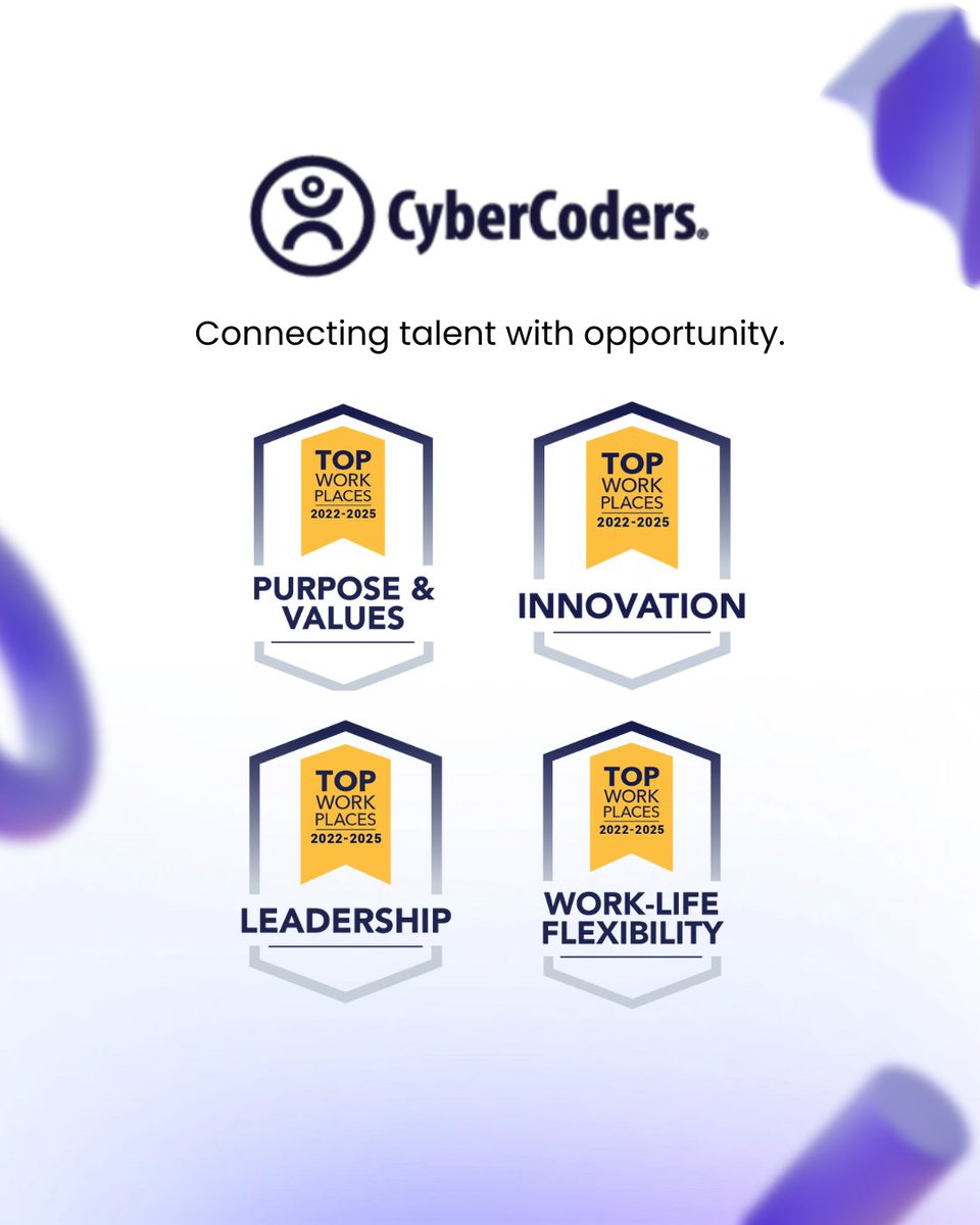 A big thank you to our team for their commitment to making our organization a Top Workplace. Here’s to many more achievements and milestones in the future! 🌟

#cybercoders #topworkplaces #recruiting #hiring #jobsearch