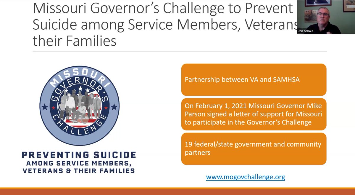 Missouri Governor's Challenge Team (@mogovchallenge) on Twitter photo Thank you <a href="/MissouriBHC/">Missouri Behavioral Health Council</a> for inviting the <a href="/MOGovChallenge/">Missouri Governor's Challenge Team</a> to present during the April 28th Veterans Learning Collaborative. Attendees learned about the Governor Challenge national initiative, our projects, and a few resources for supporting SMVF. #Missouri #SuicidePrevention Thank you <a href="/MissouriBHC/">Missouri Behavioral Health Council</a> for inviting the <a href="/MOGovChallenge/">Missouri Governor's Challenge Team</a> to present during the April 28th Veterans Learning Collaborative. Attendees learned about the Governor Challenge national initiative, our projects, and a few resources for supporting SMVF. #Missouri #SuicidePrevention