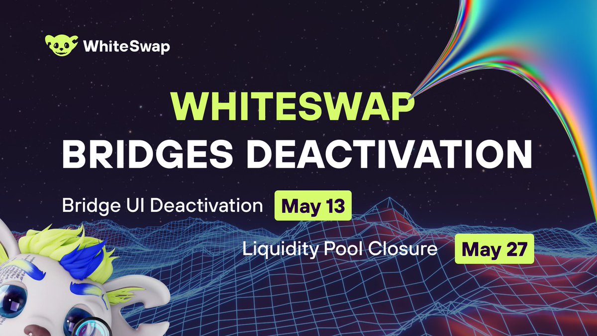 #WhiteSwapNews

Hi users of WhiteSwap DEX. We have important news for you! We are planning to stop Polygon and Polygon zkEVM support and close ALL Bridges on WhiteSwap ‼️

To make this smoother, we are notifying you in advance and will close the bridges gradually, phase by phase.