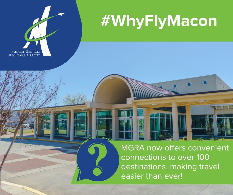 With our new Dulles flight route, MGRA now offers connections to over 100 destinations!

Ready to start your journey? Visit our website to learn more and book your flight today.

iflymacon.com
#MCN #iFlyMacon