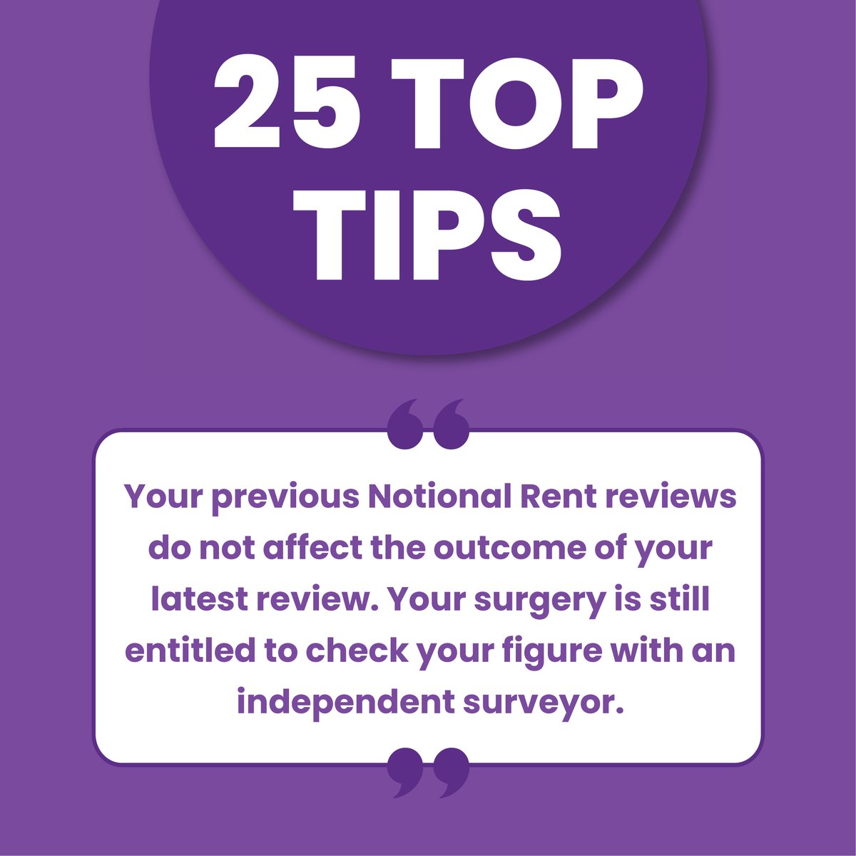 Celebrating our 25th year 🎉🎂 TIP THREE! 

Make sure to obtain a second opinion of your Notional Rent figures (CMR6) as soon as you receive them. 

Visit our website today:  zurl.co/tIjAf 

#TeamGP #PrimaryCare #GPNews