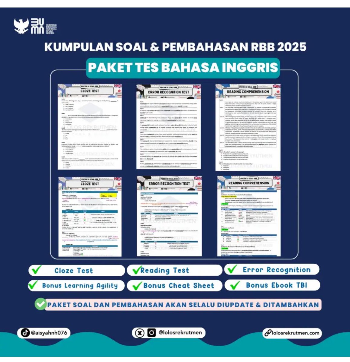 shopwithdipps's tweet photo. Hello!! yuk sambil nunggu pengumuman test ke 2 rbb bumn, nyicil belajar yuk untuk inggris nya🤩 akupun jg udh start belajar ni!

link materi
https://t.co/YkUf8PAF5P https://t.co/LgW4sFGkMn