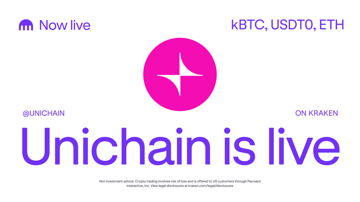kBTC, USDT0 and ETH are now available for deposit and withdrawal via @Unichain on Kraken!

This unlocks trusted, cross-chain assets for builders and users across the Superchain with composable Bitcoin, a crosschain-native stablecoin and ETH.

Here’s what you need to know ⤵️