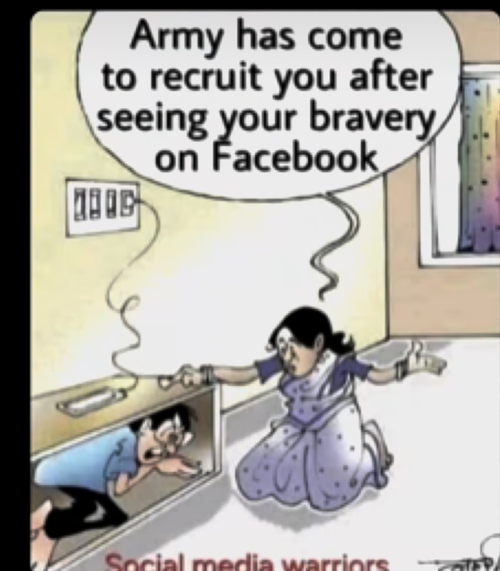 Excellent graphic used by <a href="/rjginnie/">ginnie</a> , true story  of social media warriors whose only work is to spread hate , false News, not use brain (hai kya ?) . Let’s please all remain united and  not teach our forces on what to do - they are more capable than you think 🙏