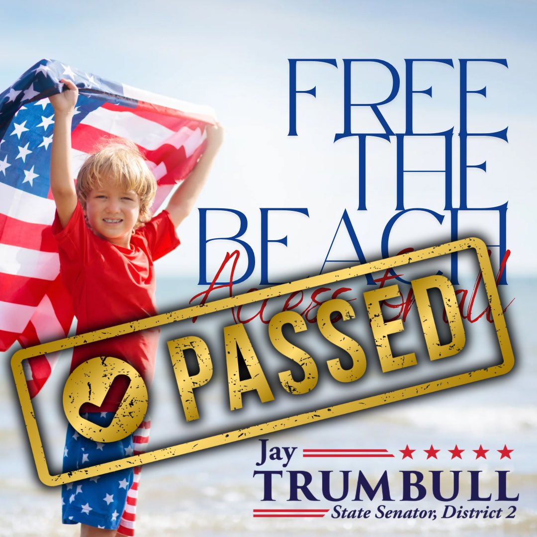 jaytrumbull's tweet photo. SB 1622 Customary Use has officially passed the House floor &amp; is headed to the Governor! 

This is a major victory for protecting public beach access &amp; defending the way of life Walton Co residents cherish. Thank you to everyone who fought alongside us — we’re almost there! https://t.co/QGpyZAAvNt