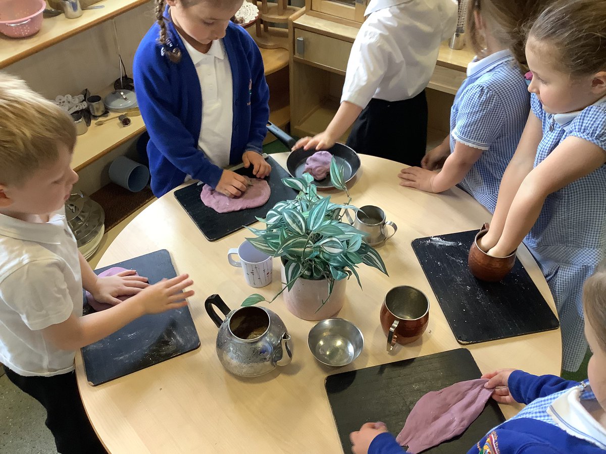 Reception children have enjoyed developing their finger &amp; arm strength in the play dough kitchen. We are so proud of their collaborative problem solving skills, kind sharing &amp; the impact on their fine motor skills with such beautiful letters &amp; pencil control in writing books!