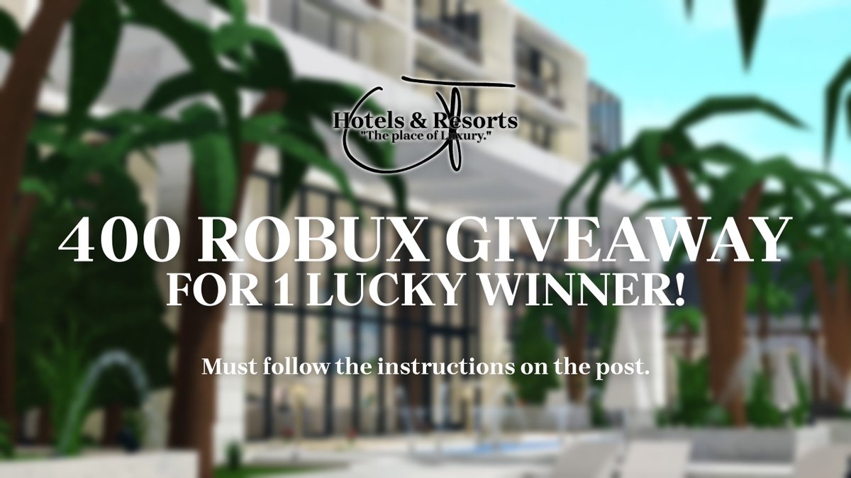 CTHotelsResorts's tweet image. 💸 400 ROBUX GIVEAWAY 💸

We are giving away 400 Robux to 1 lucky winner, in celebration of hitting 400 followers!

Requirements:
- Like &amp;amp; retweet this post
- Follow us
- Join our Roblox group (to be able to receive prize)
- Comment "Done!"

A winner will be chosen on 6 May. Good…