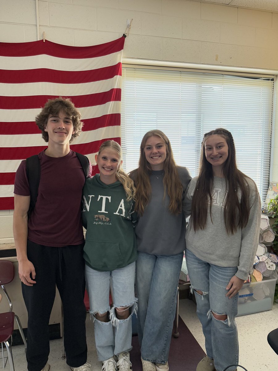 These four earned spots as Junior Marshalls this year for their work in the classroom! Congrats Cayden, Katie, Shelby, &amp; Memphis!
#NHHSvb #NHHSmvb #AllN