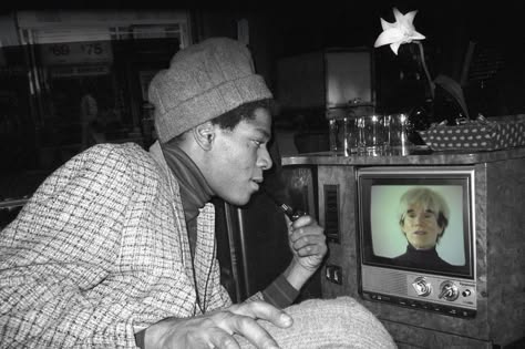 Jean-Michel Basquiat's relationship with Andy Warhol was marked by both artistic collaboration and a complex personal dynamic. Basquiat often expressed his respect for Warhol's art but also his own distinct artistic vision. | DM