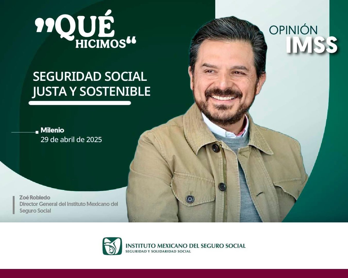 zoerobledo's tweet photo. En el arranque de la Semana de la Seguridad Social, hablamos de los avances históricos que, gracias a los gobiernos de la Cuarta Transformación, no se habían logrado en 40 años.

Te contamos #QuéHicimos✍🏽 en nuestra columna: “Seguridad Social Justa y Sostenible”.

ℹ️ https://t.co/uKBWgsxnIc