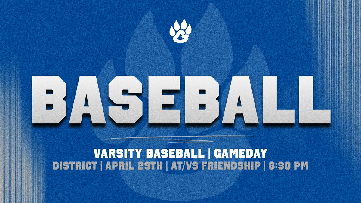 ⚾️ GAMEDAY ⚾️

🗓️ April 29th
⏰ 6:30 pm
🆚 Friendship 
📍 at Friendship Christian
District Tournament