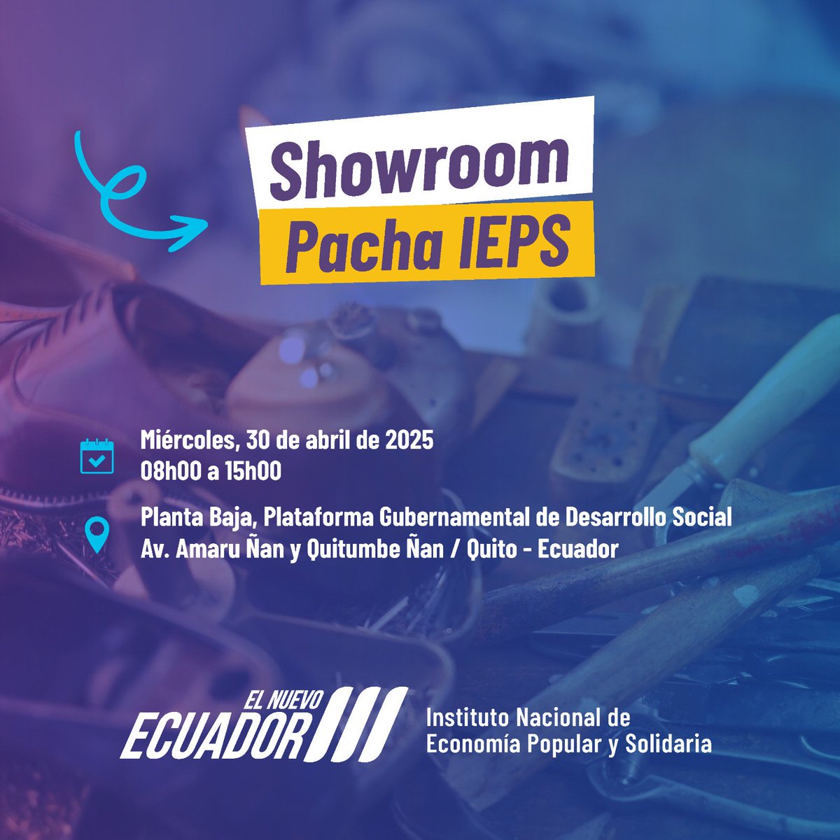 Este miércoles apoya lo nuestro 🇪🇨

Ven al Showroom Pacha #IEPS y descubre productos con identidad, hechos por emprendedores de la Economía Popular y Solidaria.

🕘 De 09h00 a 15h00
📍 Plataforma de Desarrollo Social, Quitumbe (planta baja)

#SomosEPS