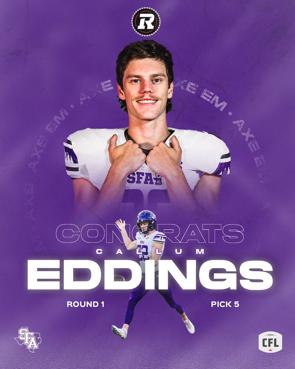 Lumberjack Football (@sfa_football) on Twitter photo With the fifth pick in the 2025 CFL Draft, the <a href="/REDBLACKS/">Ottawa REDBLACKS</a> select our punter from down under <a href="/CallumEddings/">Callum Eddings</a>! 🇦🇺🇨🇦
#AxeEm x #EastTexasTough With the fifth pick in the 2025 CFL Draft, the <a href="/REDBLACKS/">Ottawa REDBLACKS</a> select our punter from down under <a href="/CallumEddings/">Callum Eddings</a>! 🇦🇺🇨🇦
#AxeEm x #EastTexasTough