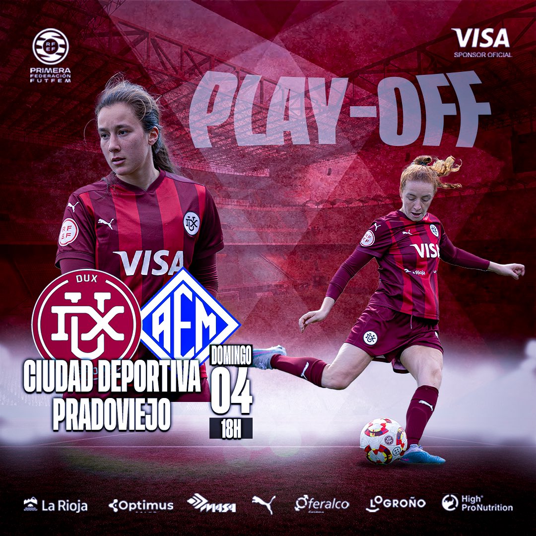 ¡Primer partido del play off y JUGAMOS EN CASA!🏟️
El domingo a las 18h os esperamos a TODOS en Pradoviejo para que JUNTOS CONSIGAMOS LA PRIMERA VICTORIA PARA SEGUIR CREYENDO⚔️💪🏼
#GoDUX #seguimoscreciendo