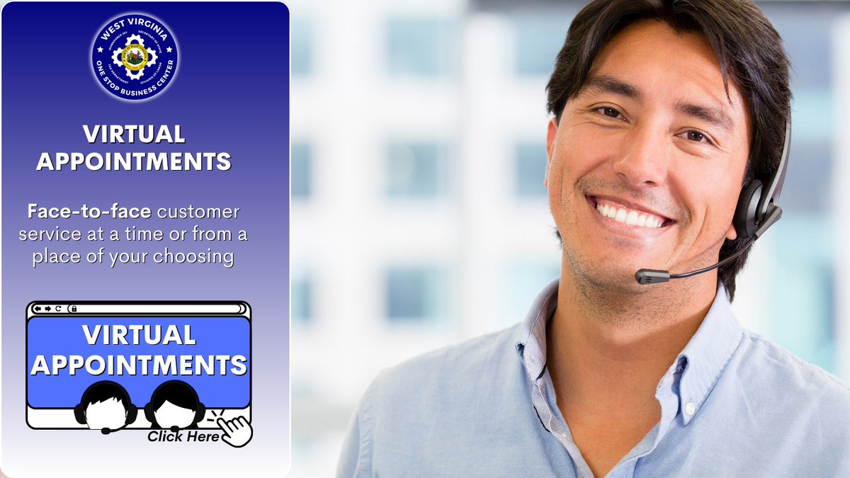 The WV One Stop Business Center's new virtual appointment scheduler allows business owners &amp; entrepreneurs to get hands-on instruction at a time or from a business specialist of their choosing.

Book your virtual appointment today at wvsos.gov