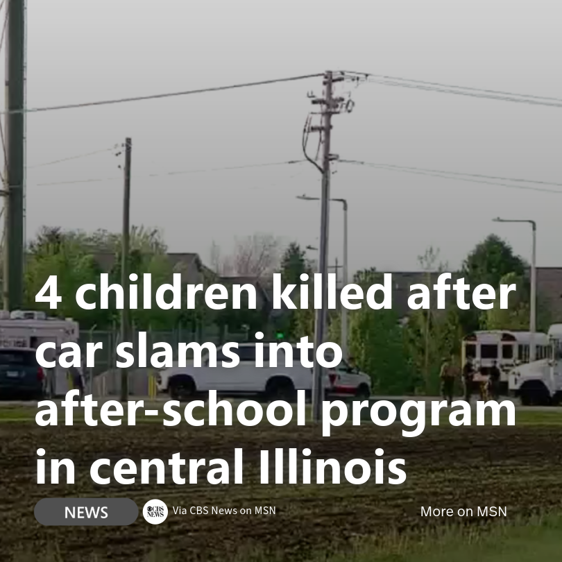 Tragedy struck Chatham, Illinois, when a vehicle crashed into a building housing an after-school program, killing four children. 

The incident occurred Monday afternoon at YNOT Outdoors Summer and After School Camp. 

🔗 Read more: msft.it/6019SPLHc

#IllinoisNews #Chatham