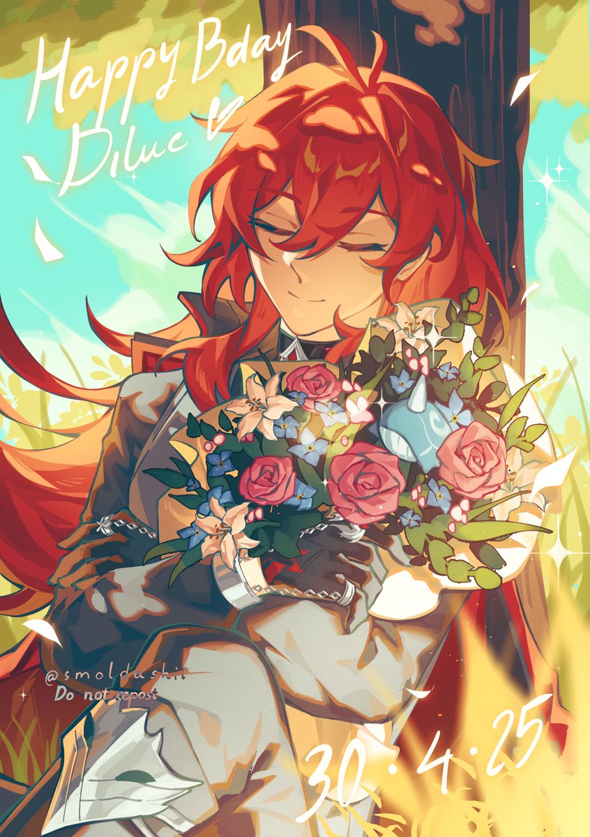 smoldashii's tweet image. Happy birthday #Diluc !! 💐🐦‍🔥