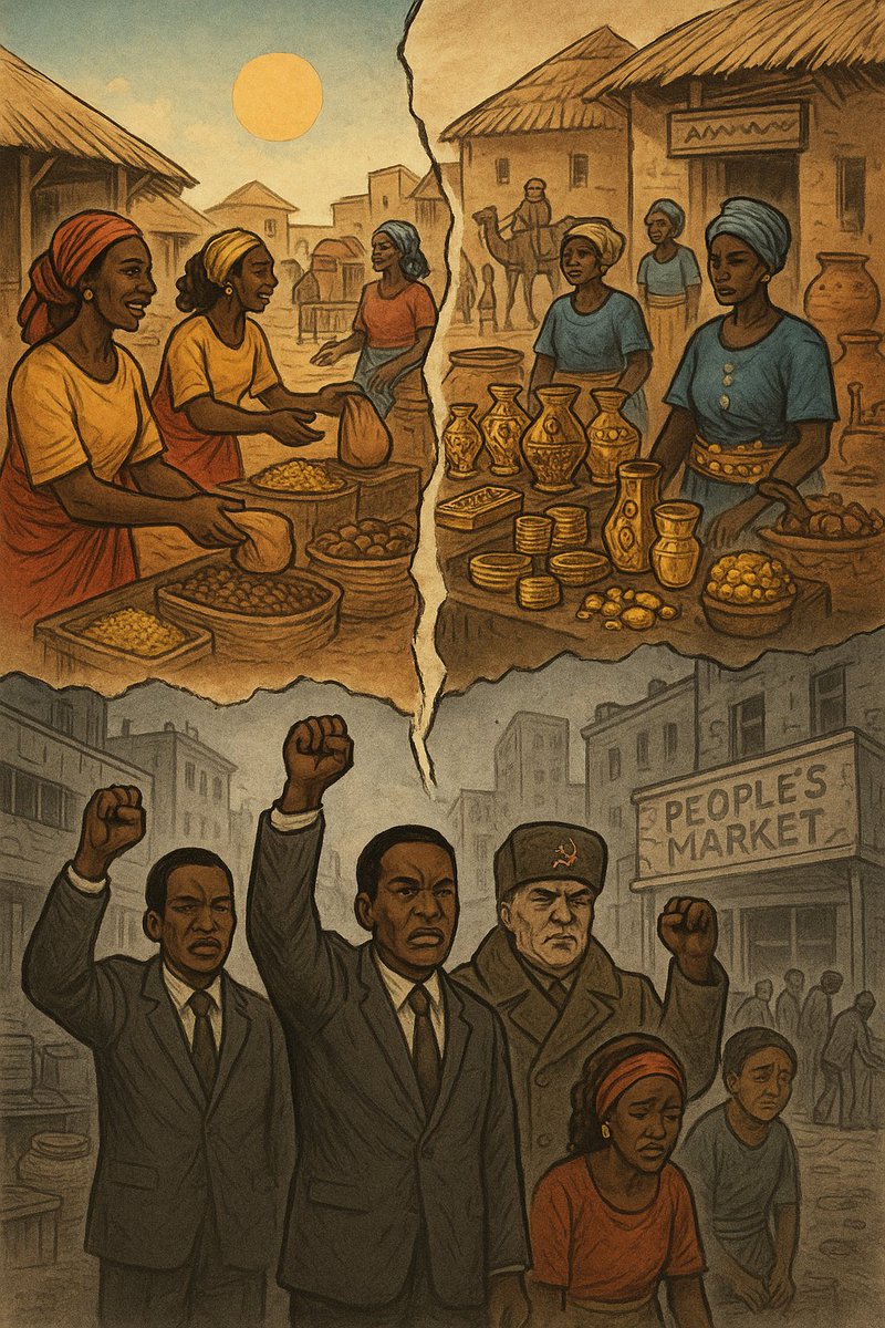 Here's what Western socialists don't want you to know: 

Precolonial African societies were capitalist. 

We had private property rights. 

We had free trade routes. 

We had thriving markets predominantly run by women entrepreneurs.

But Soviet-trained African "independence"