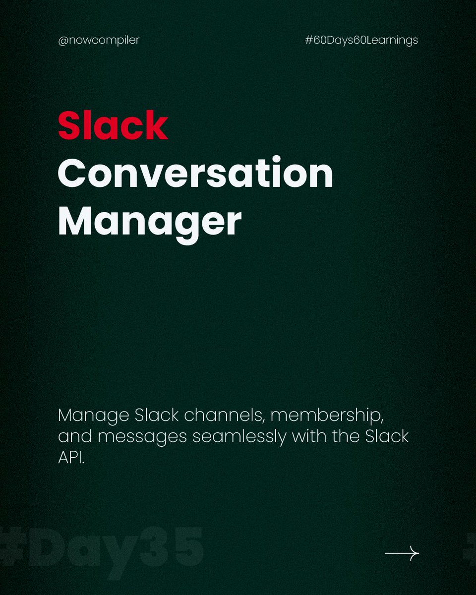 NowCompiler's tweet image. Manage your Slack workspace like a pro with the Slack API! From channel creation to message management, we’ve got you covered. #SlackAPI #TechIntegration #Productivity #NowCompiler