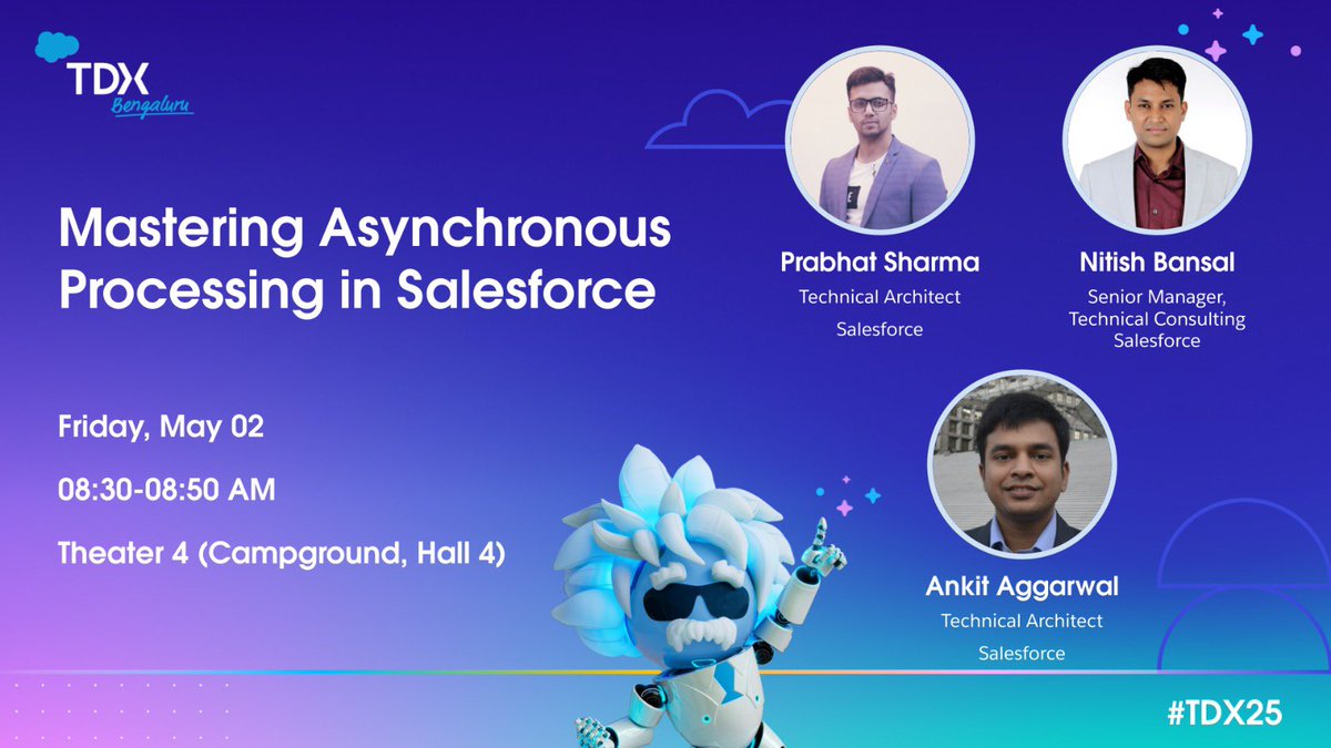 PrabhatSharmaSF's tweet photo. 🚀 Excited to share that I’ll be speaking at TDX Bengaluru! 🚀
Join me for an exciting session on Mastering Asynchronous Processing in Salesforce where we’ll dive deep into:
🔥 How to pick the BEST async method for maximum scalability
🔥 Pro tips to turbocharge performance
#TDX25 https://t.co/1fMwVMQTh5