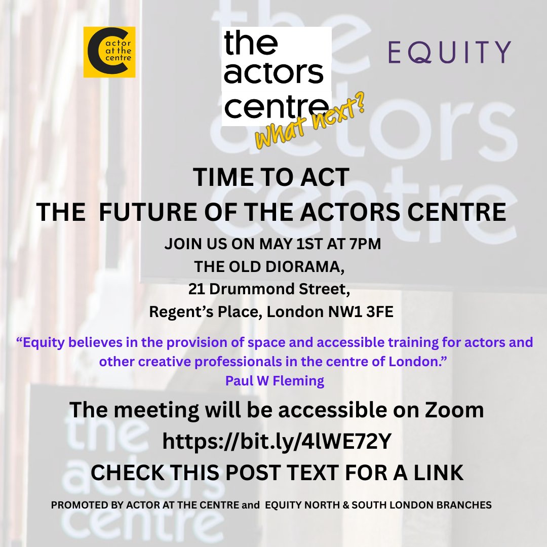 actoratthecentre (@actoratcentre) on Twitter photo Join us on Thursday to share your thoughts on the future of actor training.
If you cant be there in person then come along online and hear the thoughts of Simon Callow and <a href="/paulwfleming/">Paul W Fleming</a>
Live link coming soon. Join us on Thursday to share your thoughts on the future of actor training.
If you cant be there in person then come along online and hear the thoughts of Simon Callow and <a href="/paulwfleming/">Paul W Fleming</a>
Live link coming soon.