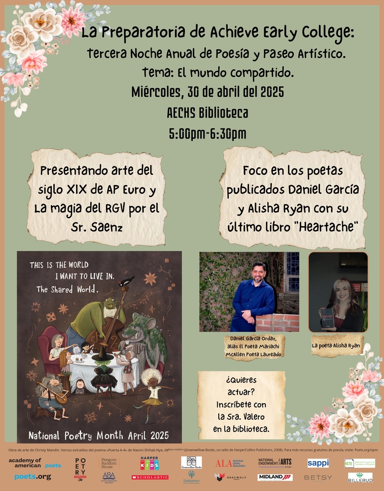 Tercera Noche Anual de Poesia y Paseo Artistico de la preparatioria Achieve Early College mcallenisd.org/o/aechs/articl…