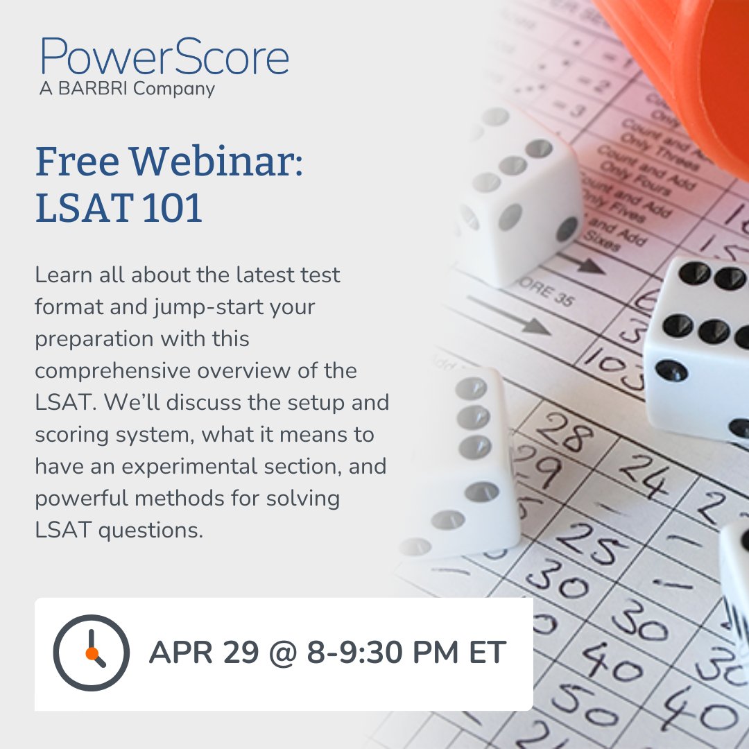 Don't miss our free LSAT 101 webinar tonight at 8pm est! This informative, interactive session is the best way to get your initial LSAT questions answered by an expert and get started with LSAT prep on the right foot. 

Register: pages.barbri.com/PSWBN20250429L…
