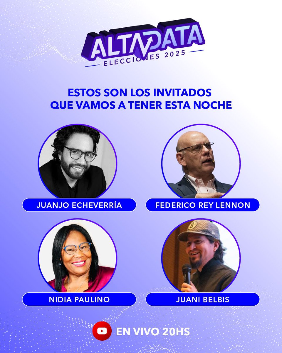 EnterComunicAr's tweet photo. ESTA NOCHE SE VIENE OTRO #AltaData
Tendremos el placer de charlar con Juanjo Echeverría, @ReyLennon , @nidiapaulinov , @juanibelbis
20hs por nuestro canal de YouTube.
🔗 https://t.co/6OmH0prUQD
#EnterComunicación #Altadata #streaming #compol #compoldigital https://t.co/hMgDQJ8xgm