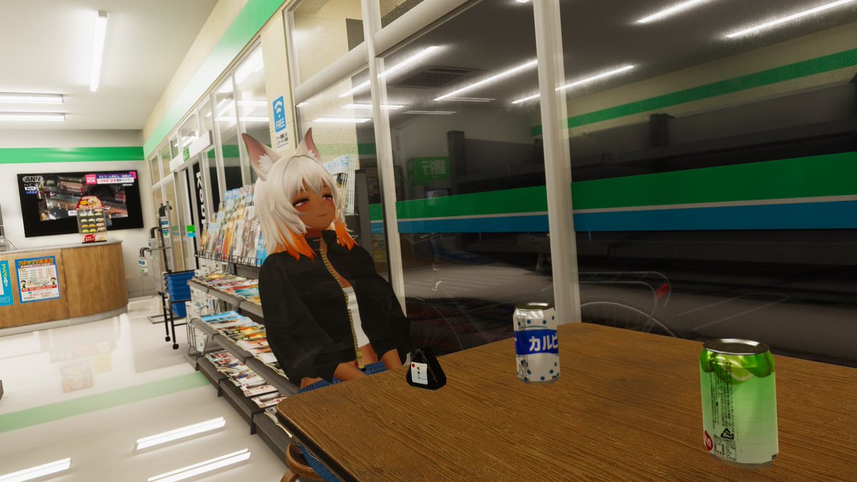tafu_vr's tweet image. おはようございます～
本日も出発前に少しだけ

こちらは魅惑的な深夜のコンビニです
こんな時間に食べたら…ってものほどついつい買ってしまう深夜の誘惑
あと、新商品に弱い…です

world名:Fuji Konbini （コンビニ）
vrchat.com/home/world/wrl…
#VRChat_world紹介
#VRChatPhotography
#シャーレン