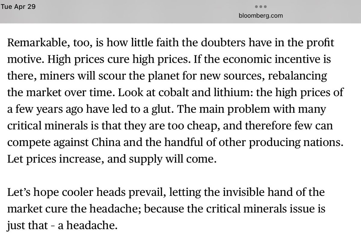 Setting aside the underlying reasons, people really should trust markets and innovation in rare earth minerals