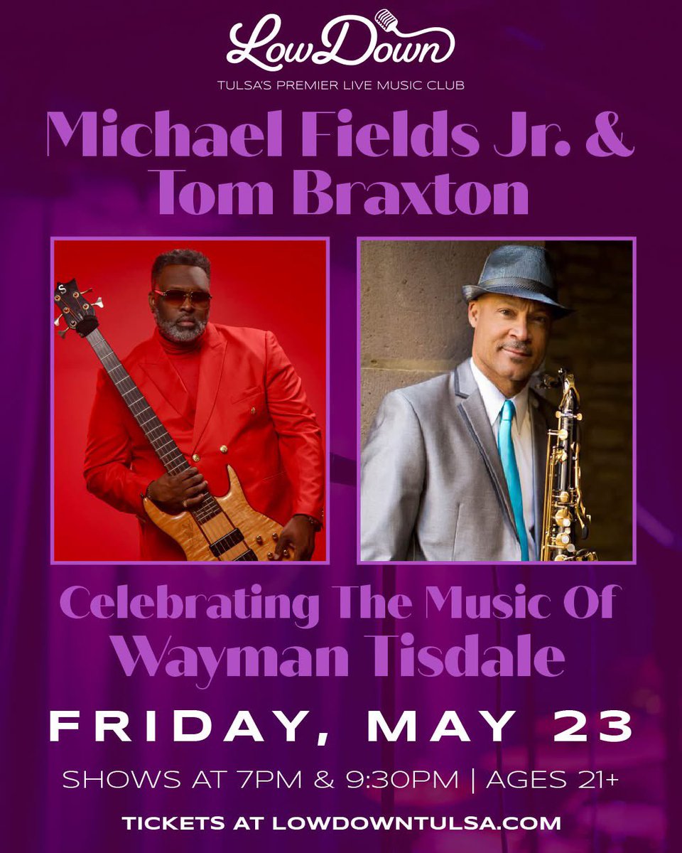 mikefezee's tweet image. Tom Braxton &amp;amp; I will be back at @lowdowntulsa on May 23rd. We are celebrating the music of  Wayman Tisdale and some of our tunes as well! Two shows  7pm &amp;amp; 930pm!  Join us!
#michaelfieldsjr #tombraxton #waymantisdale #tulsa #smoothjazz #tulsajazz