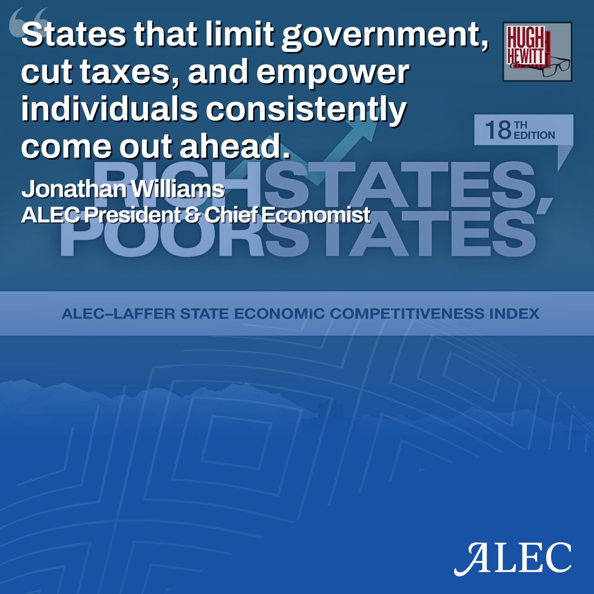 American Legislative Exchange Council (@alec_states) on Twitter photo Top-ranked states share a key trait: pro-growth, free-market policies. ALECās <a href="/Taxeconomist/">Jonathan Williams</a> spoke with <a href="/hughhewitt/">Hugh Hewitt</a> about the latest rankings from Rich States, Poor States and shared key economic lessons for states to take to heart. alec.org/article/unders⦠#RSPS #Taxes Top-ranked states share a key trait: pro-growth, free-market policies. ALECās <a href="/Taxeconomist/">Jonathan Williams</a> spoke with <a href="/hughhewitt/">Hugh Hewitt</a> about the latest rankings from Rich States, Poor States and shared key economic lessons for states to take to heart. alec.org/article/unders⦠#RSPS #Taxes