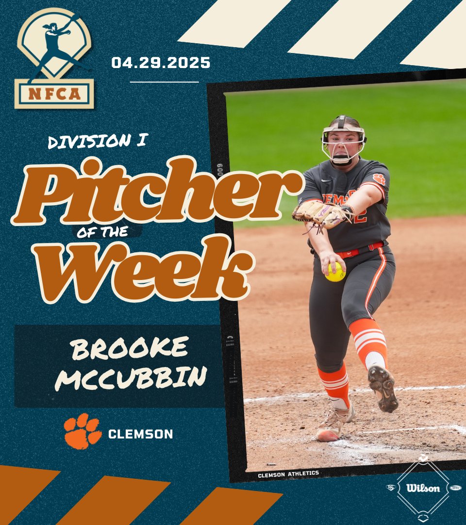 National Fastpitch Coaches Association (@nfcaorg) on Twitter photo 🥎 <a href="/HuskerSoftball/">Nebraska Softball</a>'s Jordy Bahl, <a href="/clemsonsoftball/">Clemson Softball 🥎</a>'s McCubbin score DI <a href="/sluggerFP/">Louisville Fastpitch</a> Player & <a href="/wilsonballglove/">Wilson Baseball & Softball</a> Pitcher of the Week honors.
🔗 bit.ly/4iFgE3l 🥎 <a href="/HuskerSoftball/">Nebraska Softball</a>'s Jordy Bahl, <a href="/clemsonsoftball/">Clemson Softball 🥎</a>'s McCubbin score DI <a href="/sluggerFP/">Louisville Fastpitch</a> Player & <a href="/wilsonballglove/">Wilson Baseball & Softball</a> Pitcher of the Week honors.
🔗 bit.ly/4iFgE3l