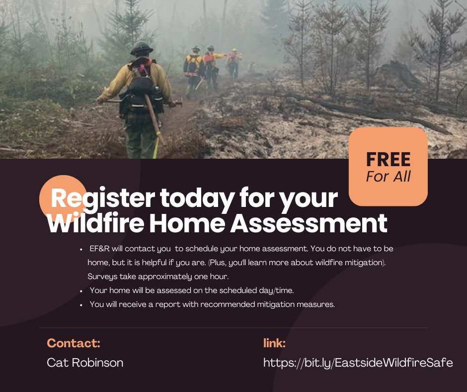 Our Wildfire Safe Eastside - Home Assessment Program is open and taking appointments. Sign up for yours today - bit.ly/EastsideWildfi…