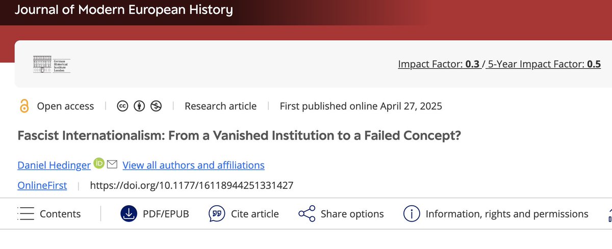 New article out: 
Fascist Internationalism: From a Vanished Institution to a Failed Concept? journals.sagepub.com/doi/10.1177/16…