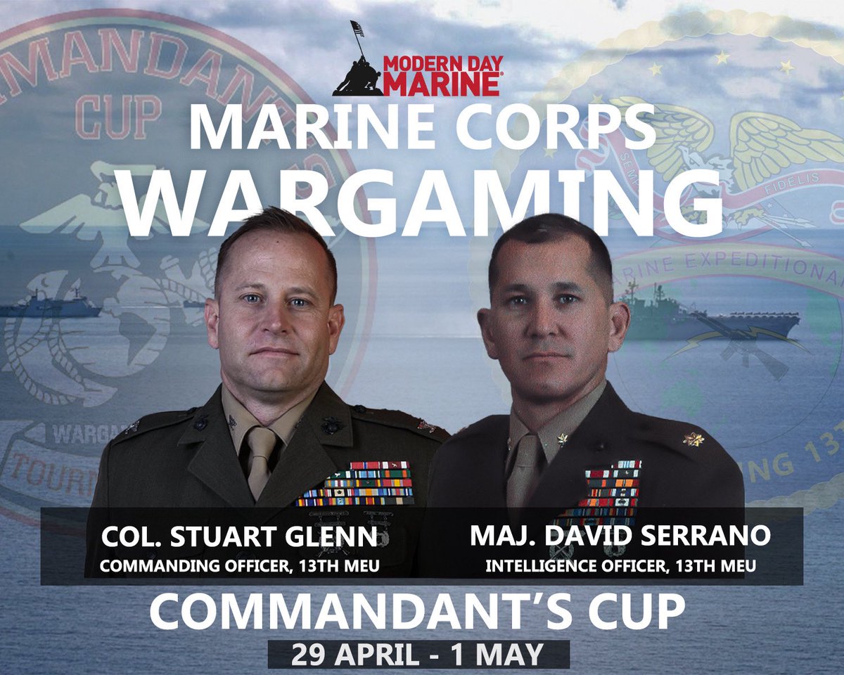 13th MEU vs. Everyone 🪖🥊💻

Today, our CO and Intel Officer will begin the final round of this year’s Marine Corps wargaming tournament, the Commandant’s Cup, at <a href="/ModernDayMarine/">Modern Day Marine</a> in Washington, DC. 
 
Good luck, Gents!
